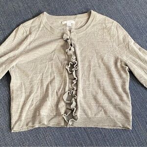 NY & Co. Gray Ruffle Cardigan
